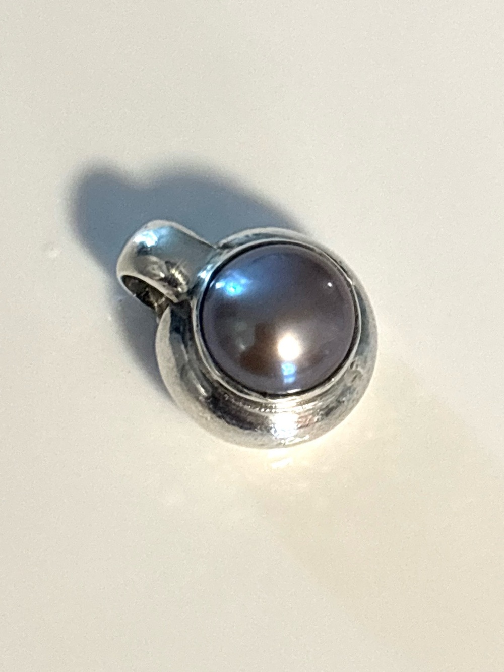 925 Cultured Lavender Pearl Pendant Chunky Sterling Silver